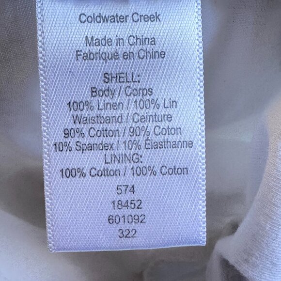 Coldwater Creek Linen Pants Wide Leg with Yoga Waistband White Bohemian Large - Picture 5 of 6